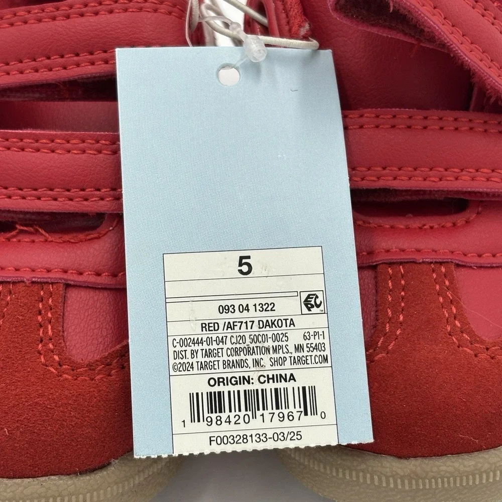 NWT Boys Size 5 Red Cat & Jack Toddler Dakota Retro Hook and Loop Court Sneakers